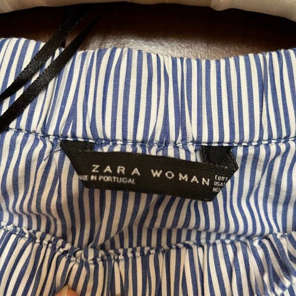 Zara Woman Top Pin-stripe Off the Shoulder 3/4 Sleeve Size S - Picture 6 of 6